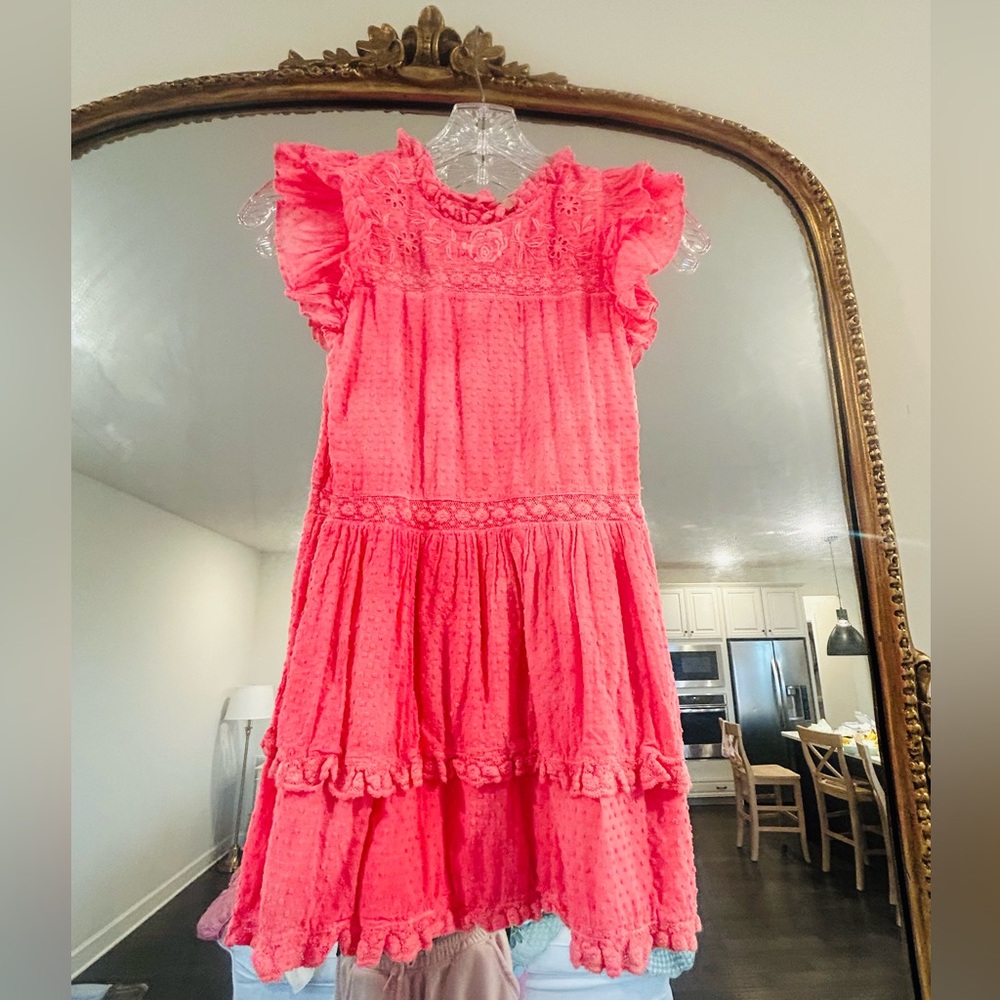 LoveShackFancy Pink Ruffled Tiered Dress